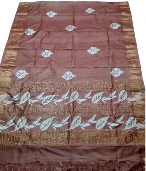 Coffee Zari Tussar Silk Saree